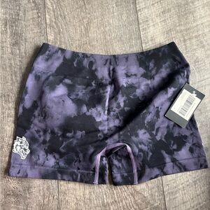 Darc Sport Black and Purple Tie-Dye Bike Shorts